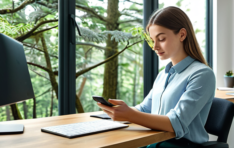 **
"A young professional, fully clothed in a smart casual outfit, using the Forest app on her smartphone at a modern desk. A small, healthy tree is visible in the app. Sunny workspace, plants in background, focus on concentration. Safe for work, appropriate content, professional, perfect anatomy, correct proportions, natural pose."
**
