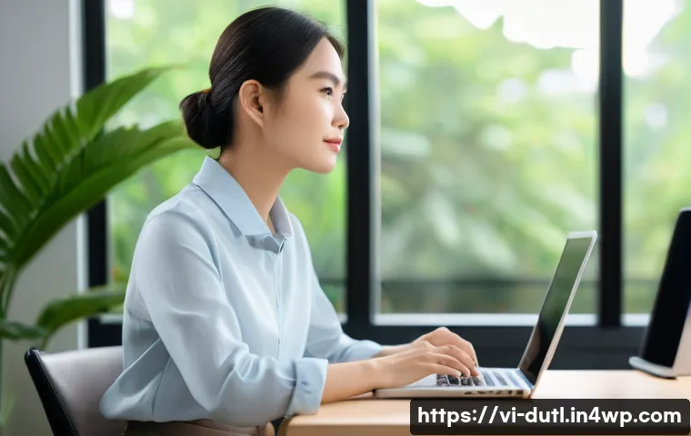 디지털 기기 사용 후 주의력 회복법 - **Prompt:** A serene and focused young Vietnamese woman, dressed in smart casual office attire (blou...